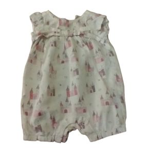 6/$15 Size 6-9 M baby girls fairy tail Castle one piece romper
